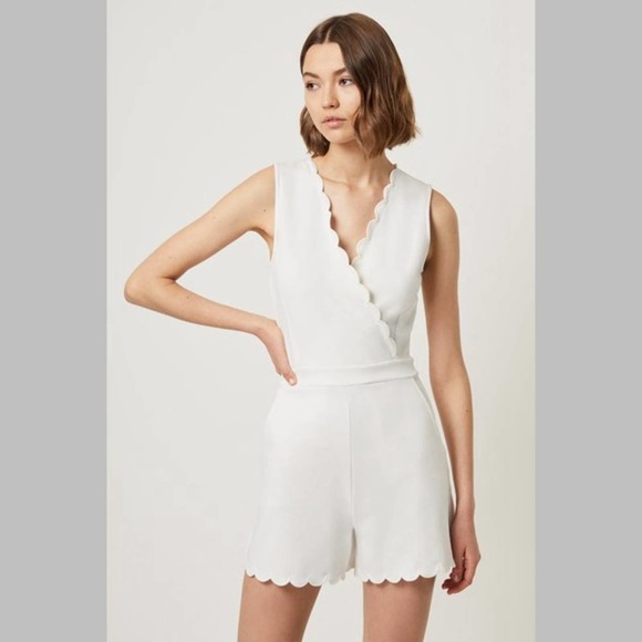 French Connection Pants - French Connection Size 12 Womens Beau Scallop Romper Playsuit In White